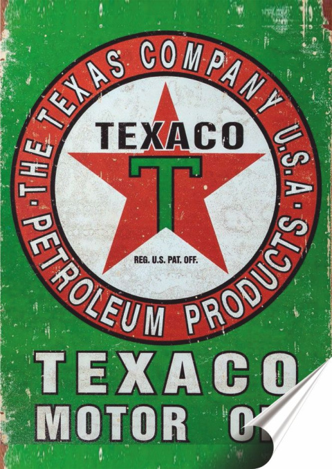 Texaco Plakat Samoprzylepny Plakietka(motyw metalowego szyldu)#08081