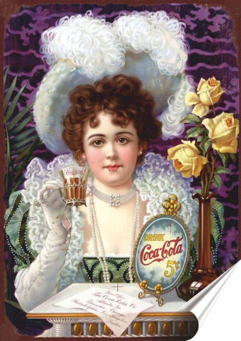 Coca Cola Plakat Samoprzylepny Plakietka(motyw metalowego szyldu)#07819