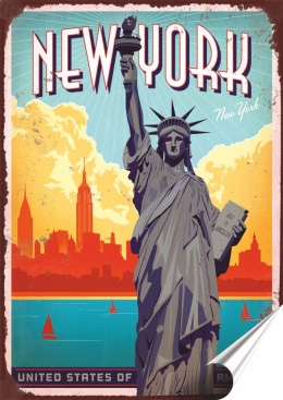 New York Plakat Samoprzylepny Plakietka(motyw metalowego szyldu)#08138