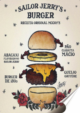 Burger Plakat Samoprzylepny Plakietka(motyw metalowego szyldu)#08185