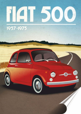 Fiat 500 Plakat Samoprzylepny Plakietka(motyw metalowego szyldu)#08194