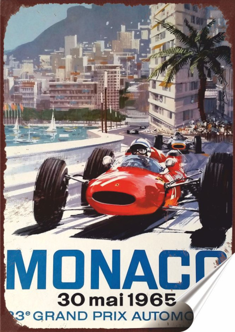 Monaco Plakat Samoprzylepny Retro Plakietka(motyw metalowego szyldu)#08341