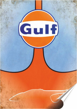 GULF Plakat Samoprzylepny Retro Plakietka(motyw metalowego szyldu)#08344