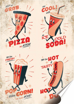 Pizza Plakat Samoprzylepny Retro Plakietka(motyw metalowego szyldu)#08356