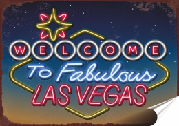 Las Vegas Plakat Samoprzylepny Plakietka(motyw metalowego szyldu)#08359