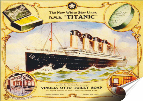 Titanic Plakat Samoprzylepny Retro Plakietka(motyw metalowego szyldu)#08634