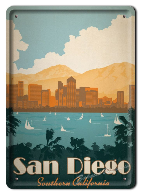 SAN DIEGO METALOWY SZYLD OBRAZEK RETRO #04953