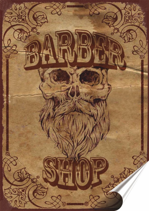 Barber Shop Plakat Samoprzylepny Plakietka(motyw metalowego szyldu)#08746