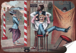 Barber Shop Plakat Samoprzylepny Plakietka(motyw metalowego szyldu)#08748