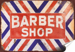 Barber Shop Plakat Samoprzylepny Plakietka(motyw metalowego szyldu)#08751