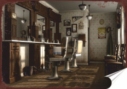 Barber Shop Plakat Samoprzylepny Plakietka(motyw metalowego szyldu)#08754