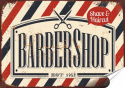 Barber Shop Plakat Samoprzylepny Plakietka(motyw metalowego szyldu)#08756