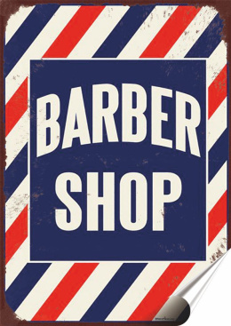 Barber Shop Plakat Samoprzylepny Plakietka(motyw metalowego szyldu)#08757