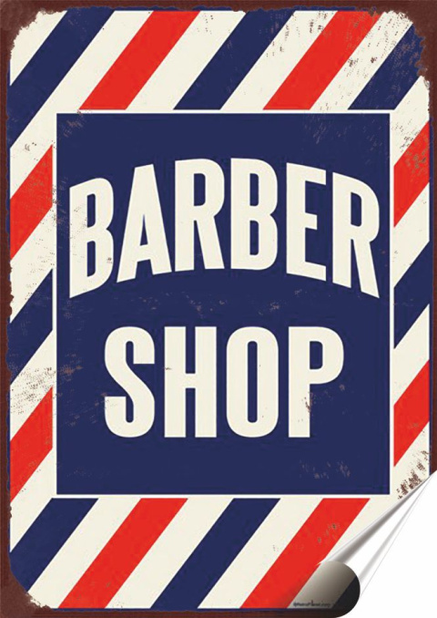 Barber Shop Plakat Samoprzylepny Plakietka(motyw metalowego szyldu)#08757