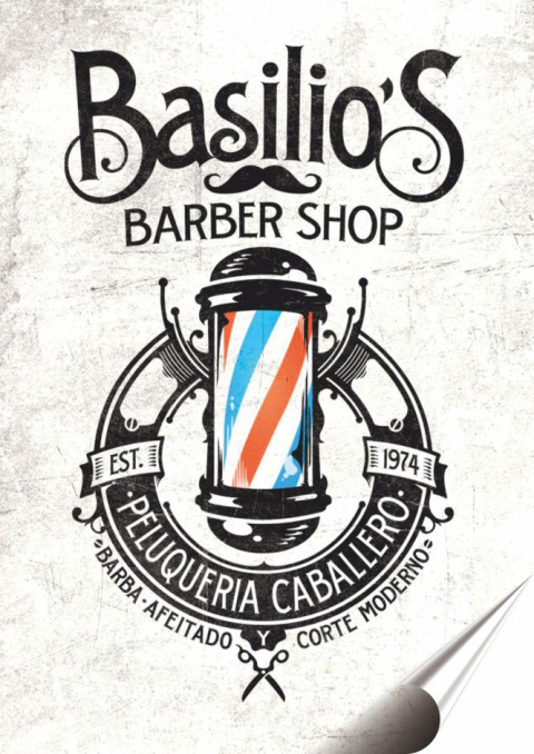 Barber Shop Plakat Samoprzylepny Plakietka(motyw metalowego szyldu)#08760