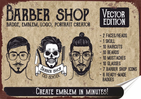 Barber Shop Plakat Samoprzylepny Plakietka(motyw metalowego szyldu)#08764