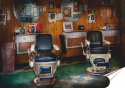 Barber Shop Plakat Samoprzylepny Plakietka(motyw metalowego szyldu)#08767