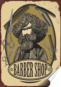 Barber Shop Plakat Samoprzylepny Plakietka(motyw metalowego szyldu)#08782