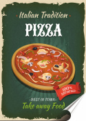 Pizza Plakat Samoprzylepny Retro Plakietka(motyw metalowego szyldu)#08787