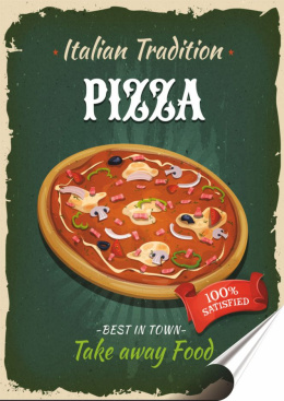 Pizza Plakat Samoprzylepny Retro Plakietka(motyw metalowego szyldu)#08787