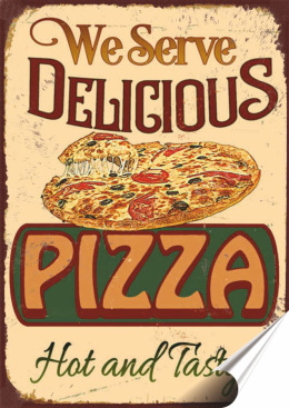 Pizza Plakat Samoprzylepny Retro Plakietka(motyw metalowego szyldu)#08791