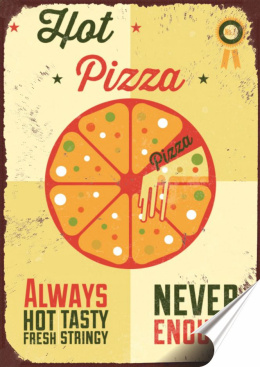 Pizza Plakat Samoprzylepny Retro Plakietka(motyw metalowego szyldu)#08797