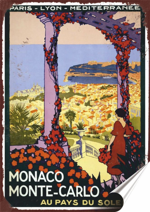 Monaco Plakat Samoprzylepny Plakietka(motyw metalowego szyldu)#09560