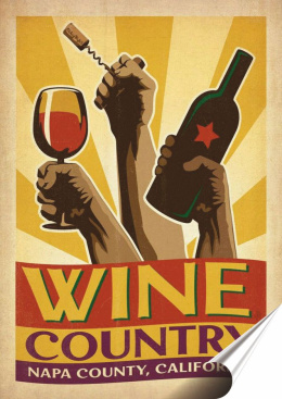 Wino Plakat Samoprzylepny Retro Plakietka(motyw metalowego szyldu)#09737