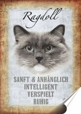 Kot Plakat Samoprzylepny Retro Plakietka(motyw metalowego szyldu)#10040