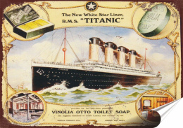 Titanic Plakat Samoprzylepny Plakietka(motyw metalowego szyldu)#10055