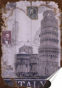 Pisa Plakat Samoprzylepny Retro Plakietka(motyw metalowego szyldu)#10088