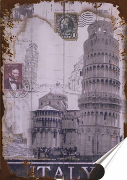 Pisa Plakat Samoprzylepny Retro Plakietka(motyw metalowego szyldu)#10088