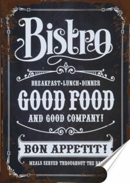 Bistro Plakat Samoprzylepny Retro Plakietka(motyw metalowego szyldu)#10089