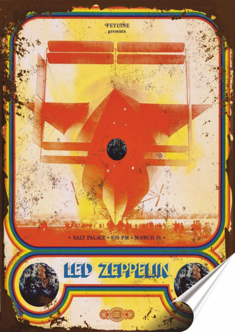 Led Zeppelin Plakat Samoprzylepny Plakietka(motyw metalowego szyldu)#10183