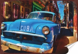 Garaż Cuba Plakat Samoprzylepny Plakietka(motyw metalowego szyldu)#10382