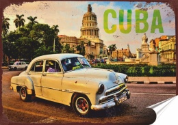 Kuba Plakat Samoprzylepny Retro Plakietka(motyw metalowego szyldu)#10383