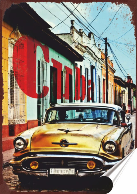 Garaż Kuba Plakat Samoprzylepny Plakietka(motyw metalowego szyldu)#10385