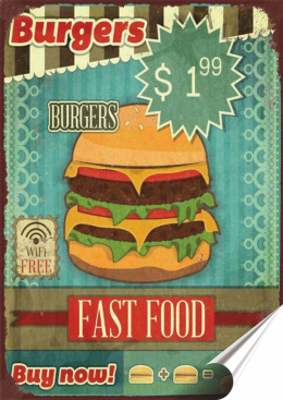 Burgers Plakat Samoprzylepny Plakietka(motyw metalowego szyldu)#10443