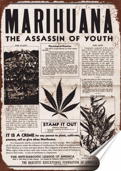 Marihuana Plakat Samoprzylepny Plakietka(motyw metalowego szyldu)#11031