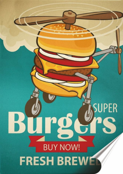 Burgers Plakat Samoprzylepny Plakietka(motyw metalowego szyldu)#10790