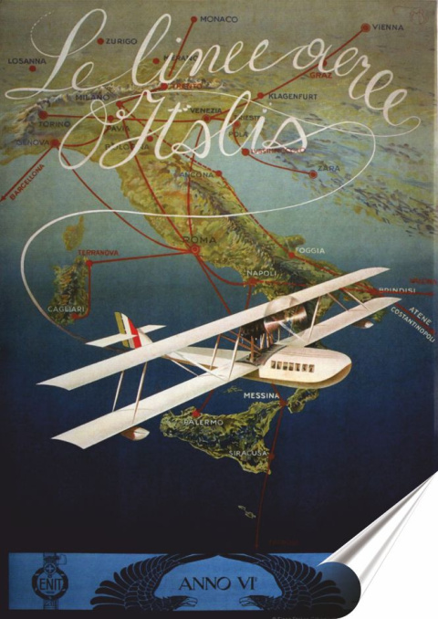 Samolot Plakat Samoprzylepny Plakietka(motyw metalowego szyldu)#10797