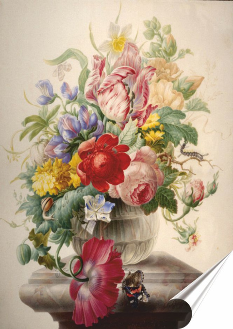 Kwiaty Plakat Samoprzylepny Retro Plakietka(motyw metalowego szyldu)#10798