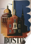 Boston Plakat Samoprzylepny Plakietka(motyw metalowego szyldu)#10808