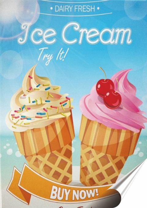 Lody Plakat Samoprzylepny Retro Plakietka(motyw metalowego szyldu)#10814