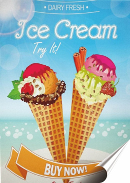 Lody Plakat Samoprzylepny Retro Plakietka(motyw metalowego szyldu)#10815