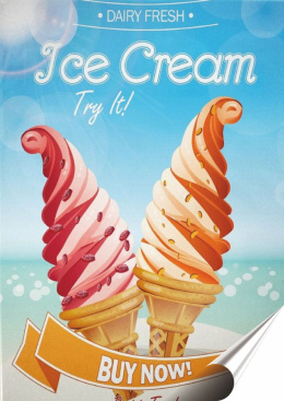 Lody Plakat Samoprzylepny Retro Plakietka(motyw metalowego szyldu)#10818