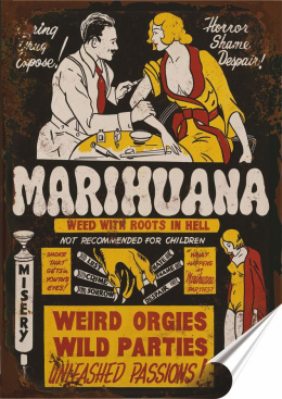 Marihuana Plakat Samoprzylepny Plakietka(motyw metalowego szyldu)#10873