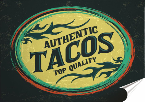 Tacos Plakat Samoprzylepny Retro Plakietka(motyw metalowego szyldu)#10966