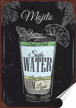 Koktail Plakat Samoprzylepny Plakietka(motyw metalowego szyldu)#10969