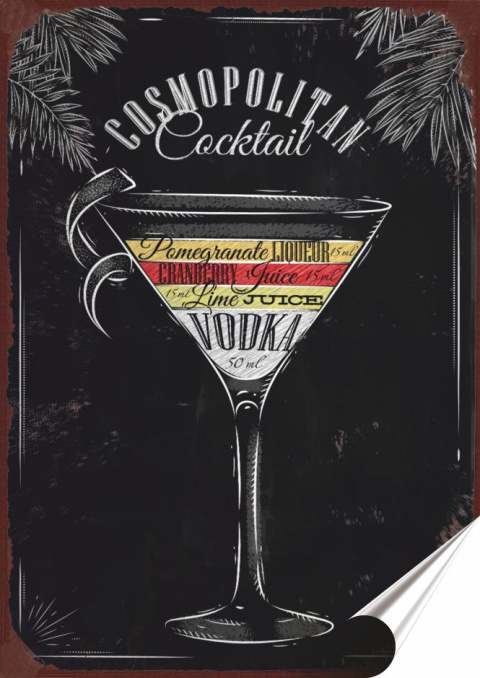 Koktail Plakat Samoprzylepny Plakietka(motyw metalowego szyldu)#10970